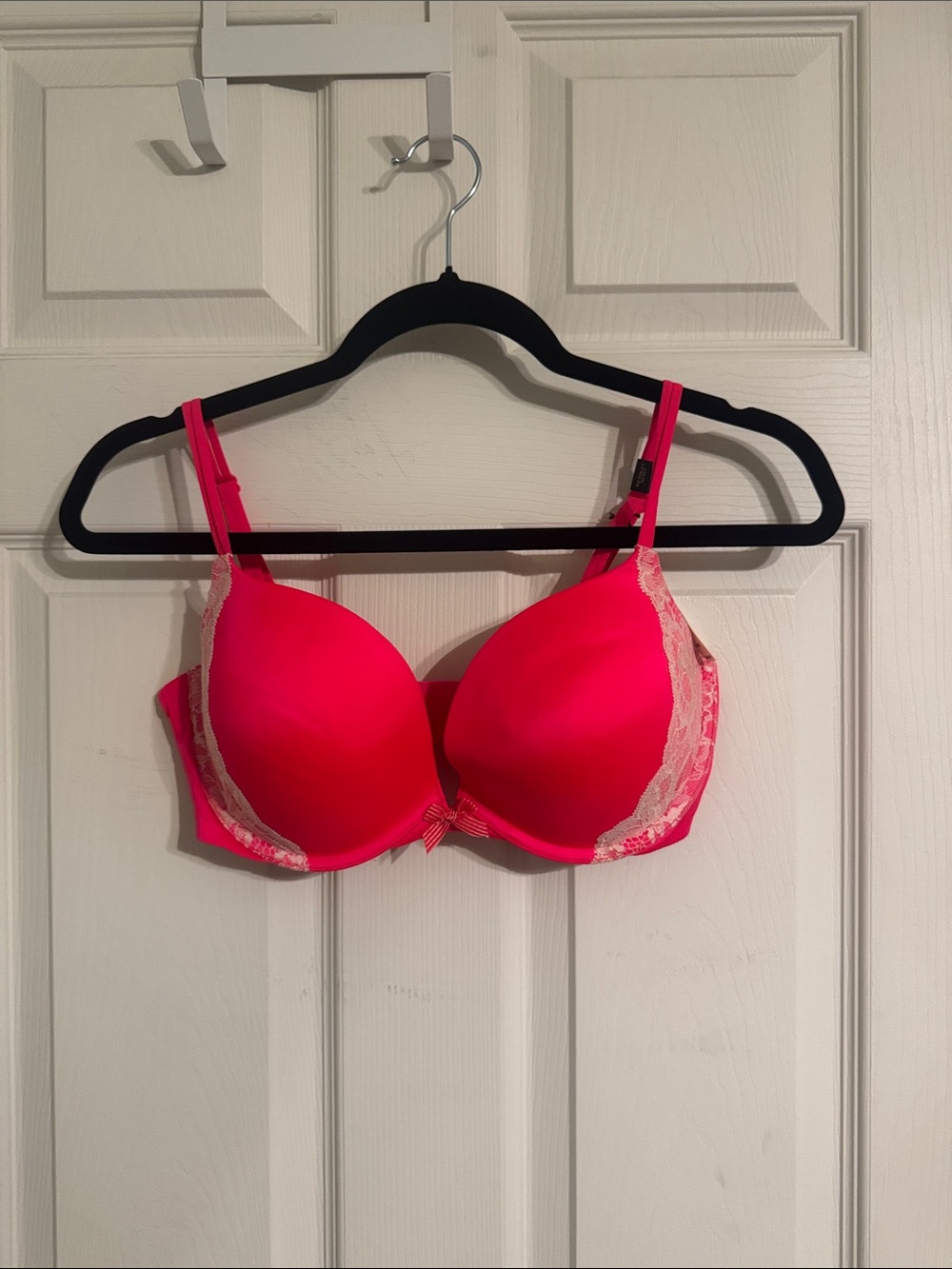 Victoria's Secret Bright Pink Lace-Trim Push-Up Bra